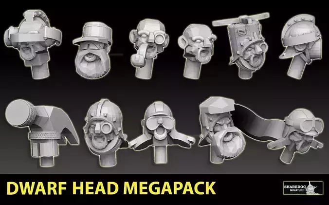Dwarf Head Megapack 3D print model
