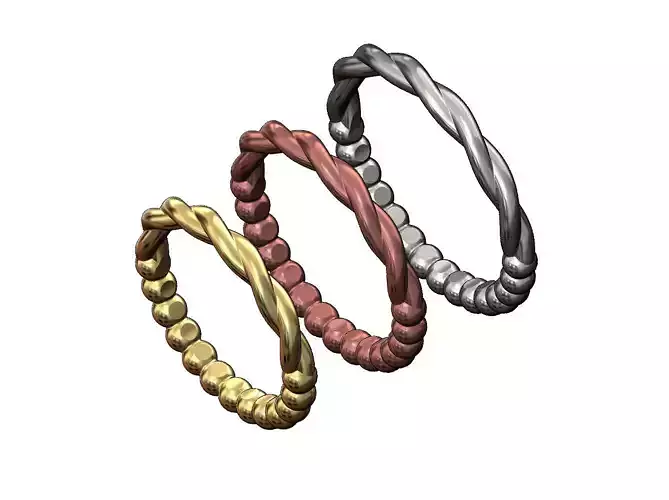 Half bead half twisted wire stacker bands US size 4to9