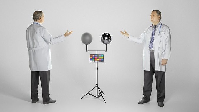 Male doctor looking up 284 Low-poly 3D model