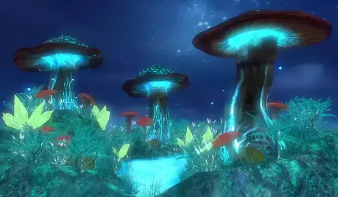 Fantasy mushroom island