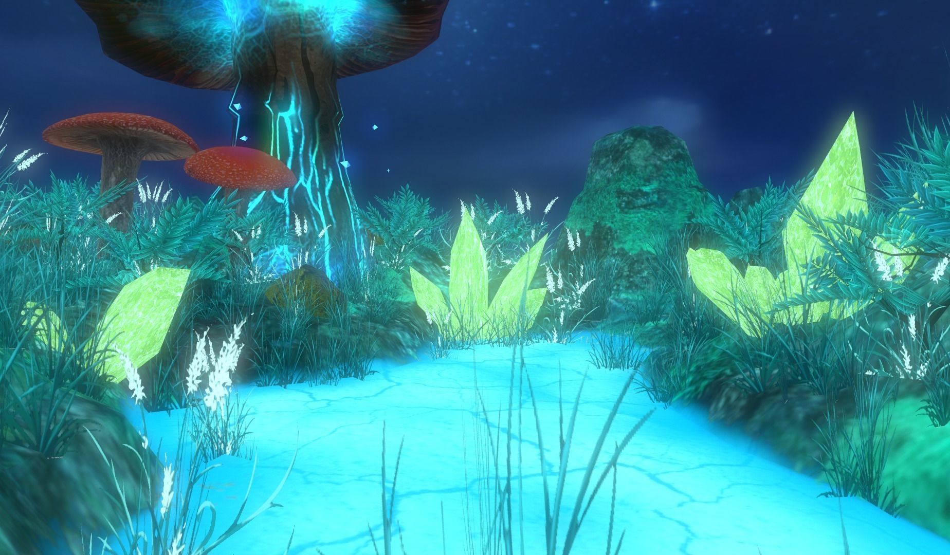 Fantasy mushroom island Low-poly 3D model_8