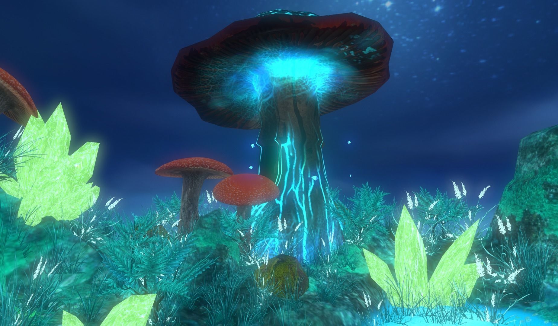 Fantasy mushroom island Low-poly 3D model_5
