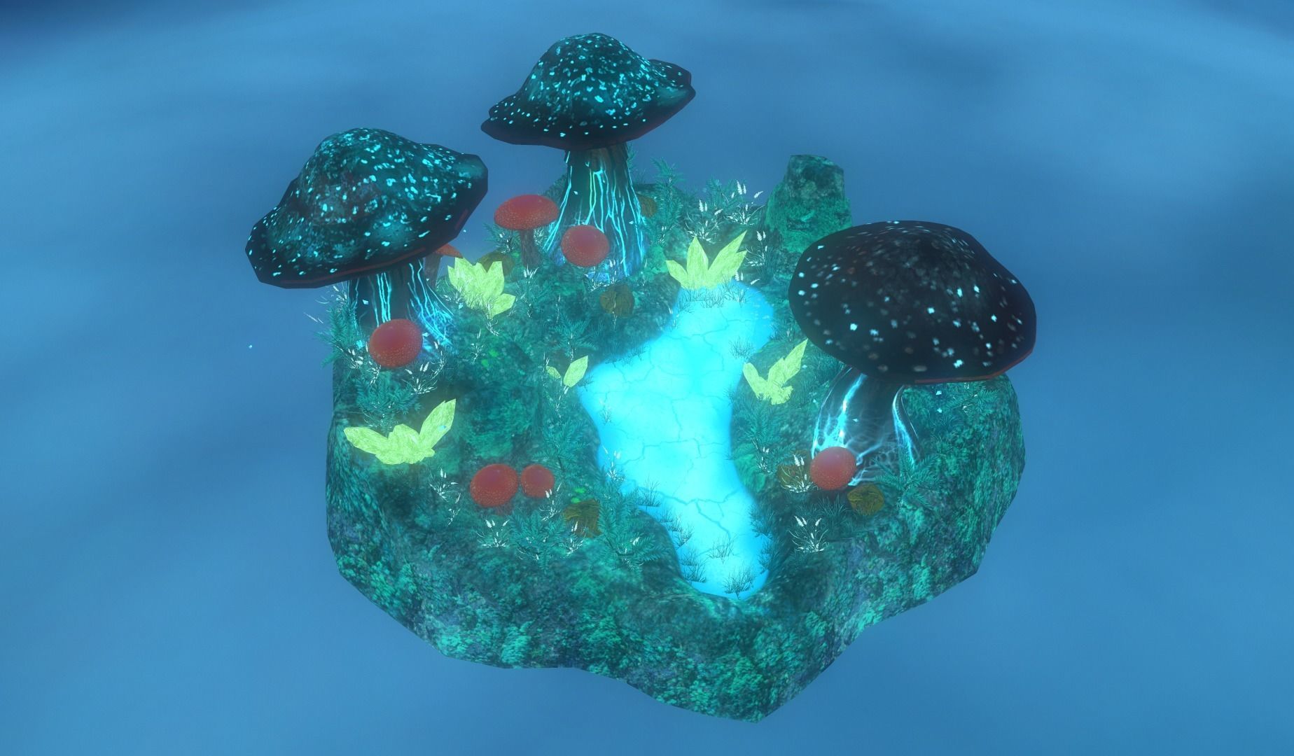 Fantasy mushroom island Low-poly 3D model_4