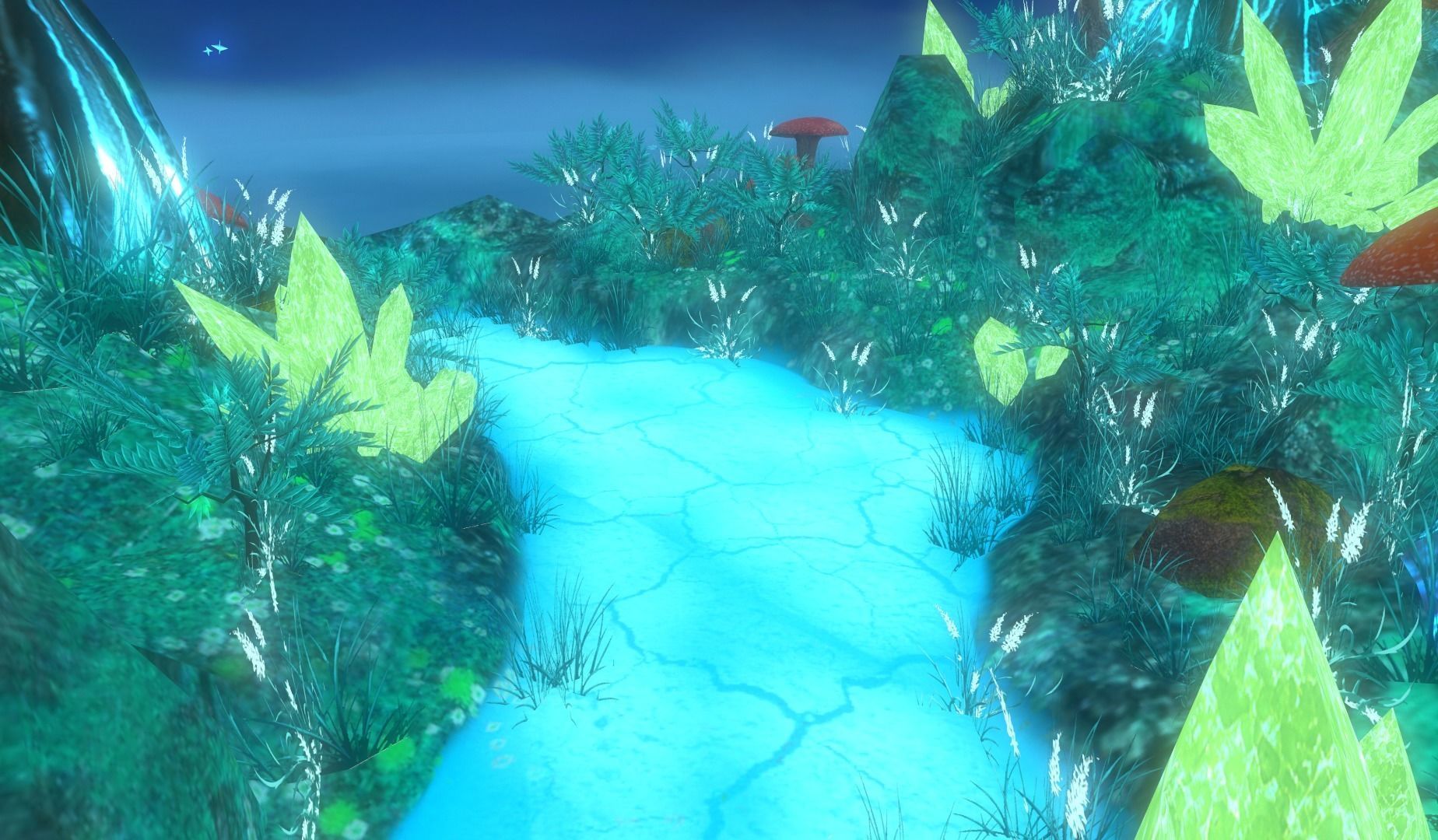 Fantasy mushroom island Low-poly 3D model_7