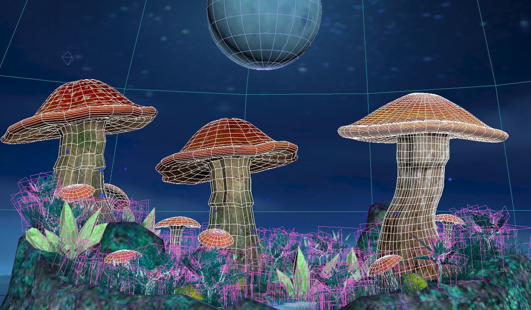 Fantasy mushroom island Low-poly 3D model_3