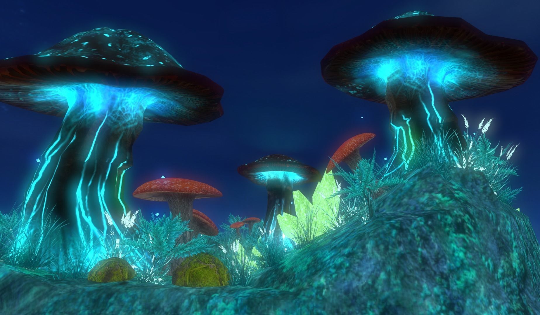 Fantasy mushroom island Low-poly 3D model_6