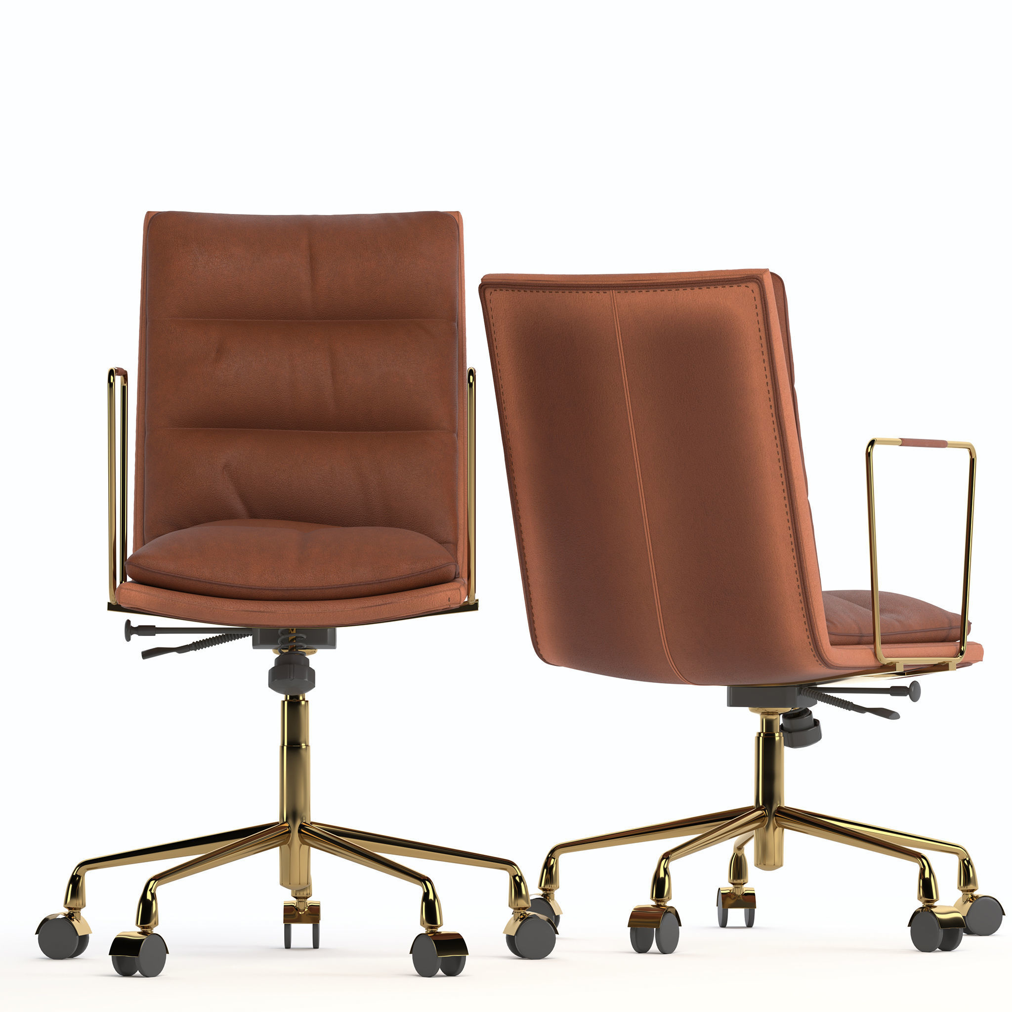 Office Chair Alvord Dudley Genuine Leather Task 3D model_1