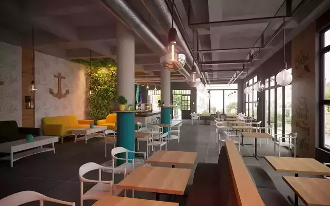 Coffeeshop Bar and Restaurant 3D