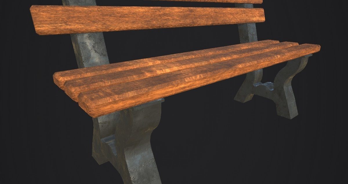 Park Bench 3D Model Low-poly 3D model_3