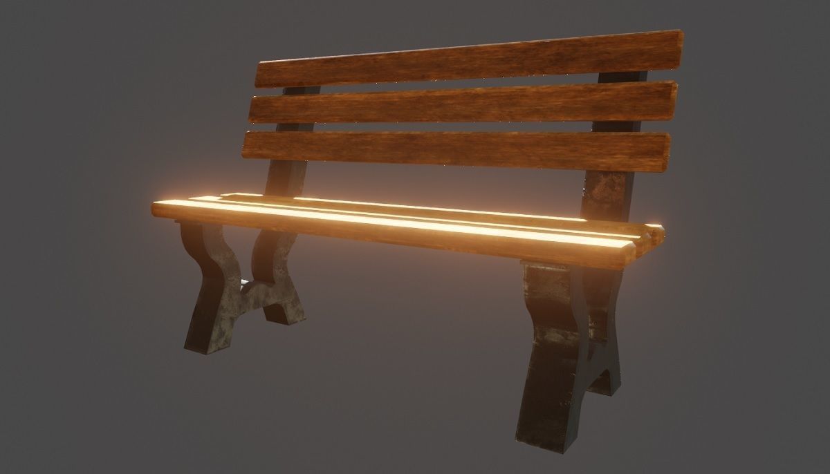 Park Bench 3D Model Low-poly 3D model_5