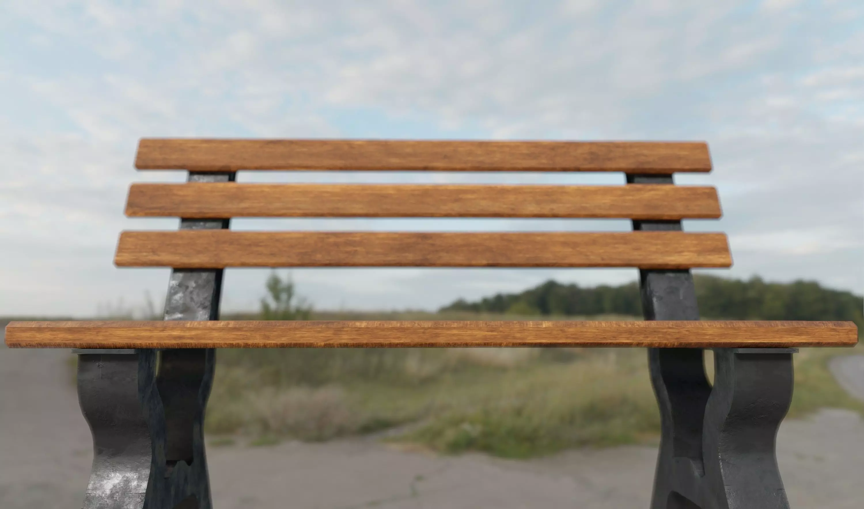 Park Bench 3D Model Low-poly 3D model_0
