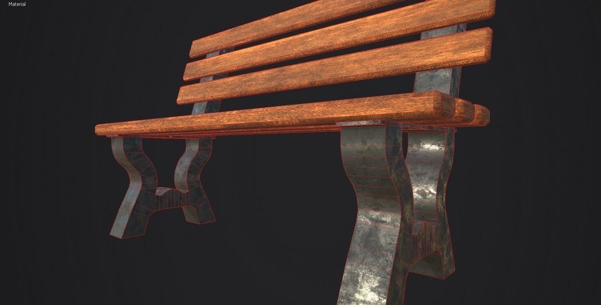 Park Bench 3D Model Low-poly 3D model_4