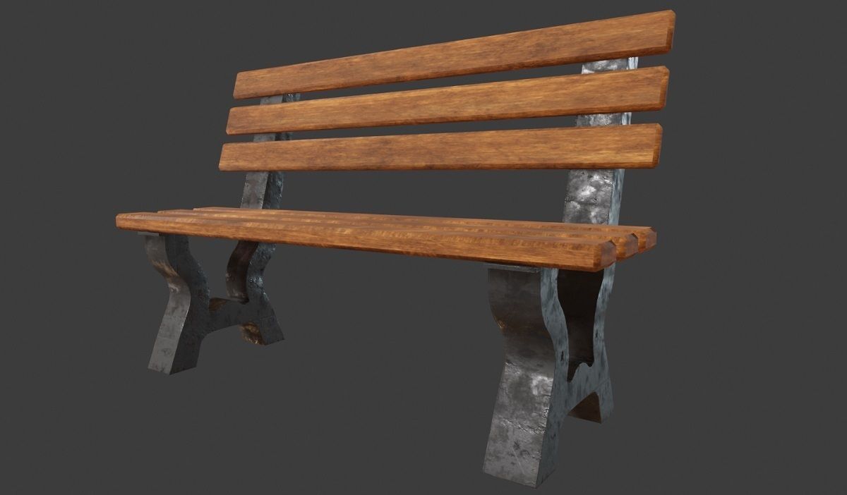 Park Bench 3D Model Low-poly 3D model_7