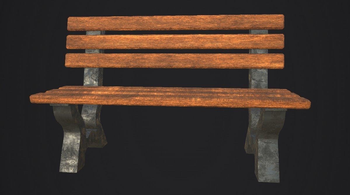 Park Bench 3D Model Low-poly 3D model_2