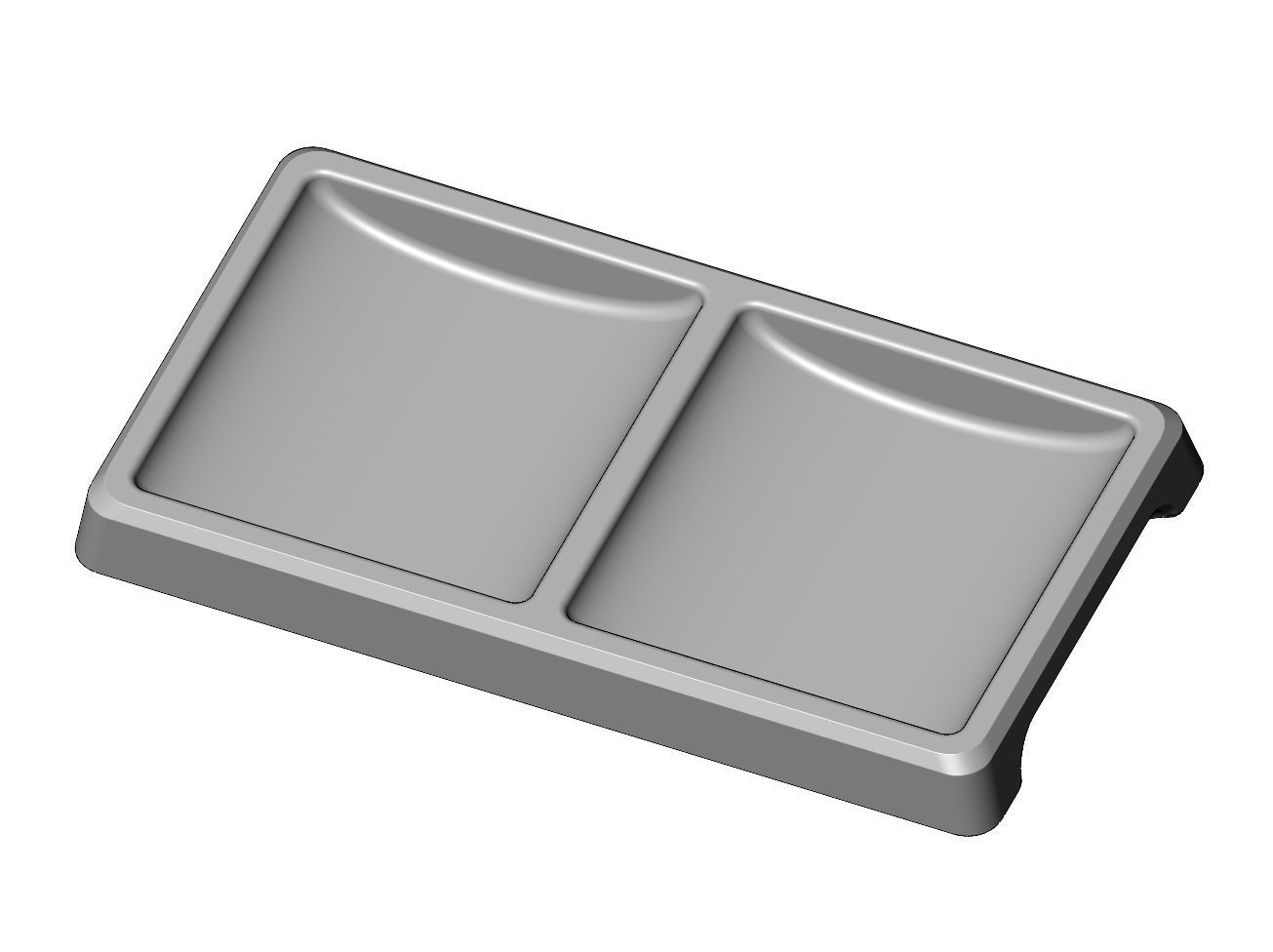 Rectangular 2 pockets serving tray relief 3D print model_6
