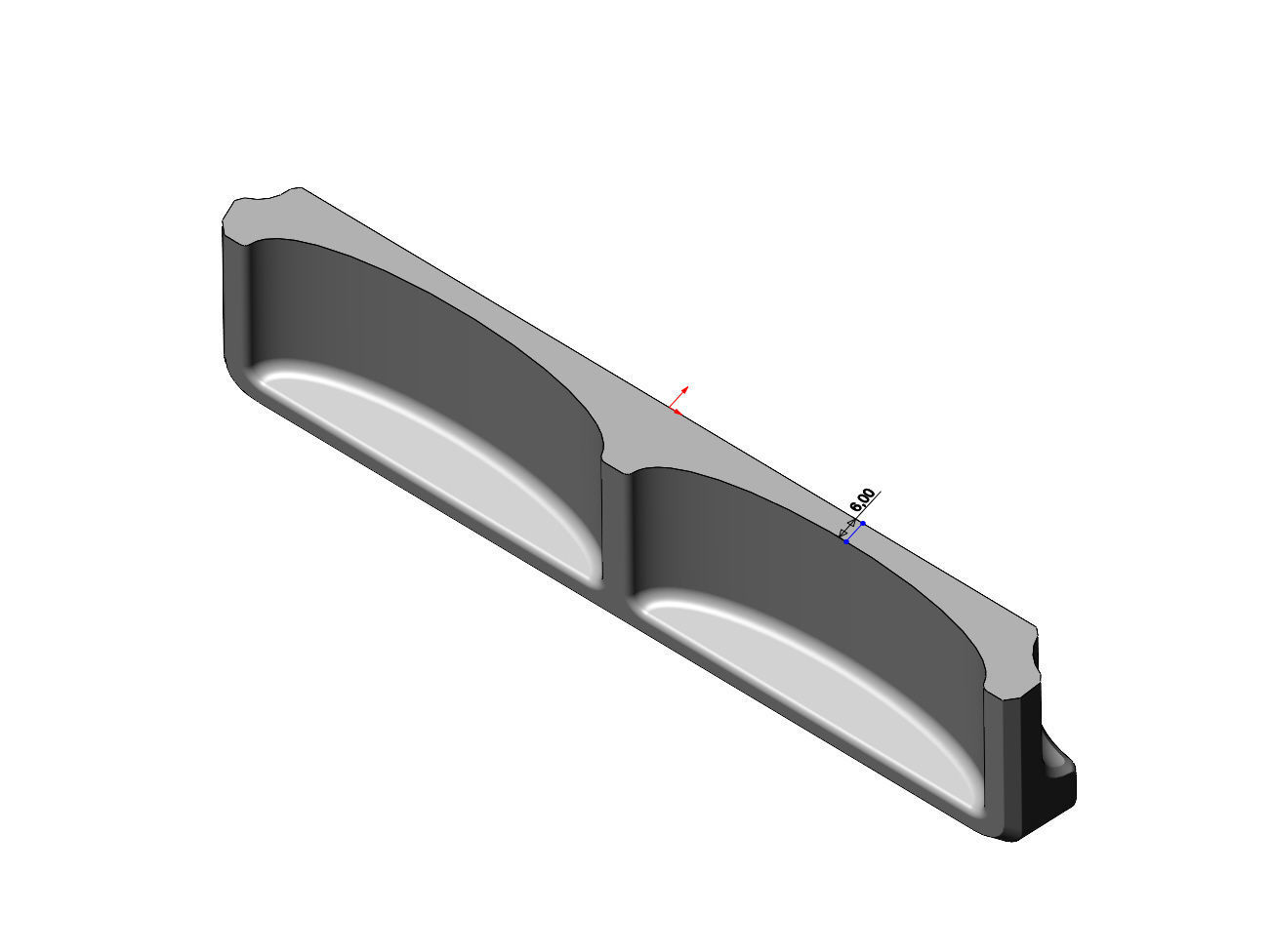 Rectangular 2 pockets serving tray relief 3D print model_9