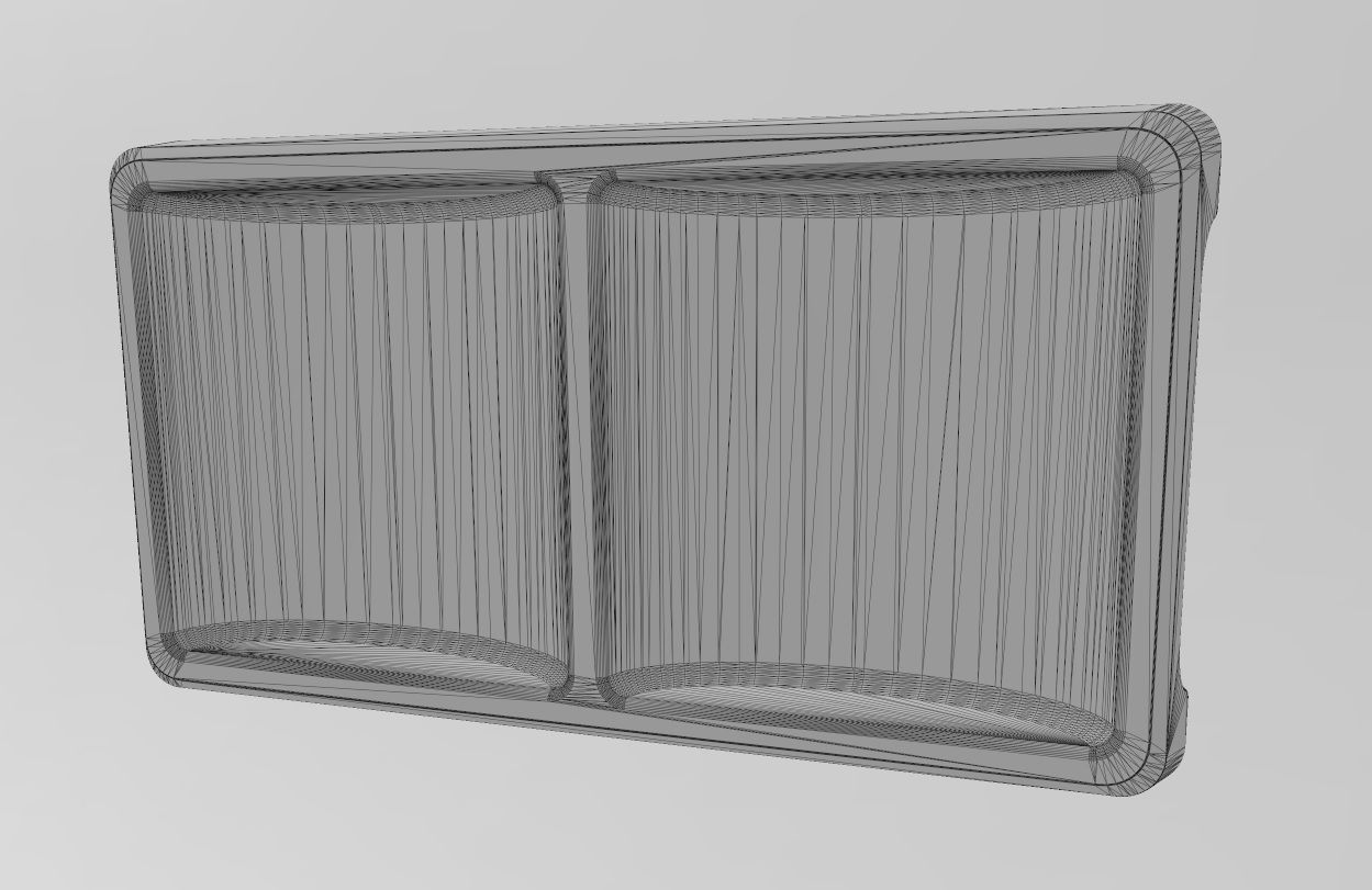 Rectangular 2 pockets serving tray relief 3D print model_12