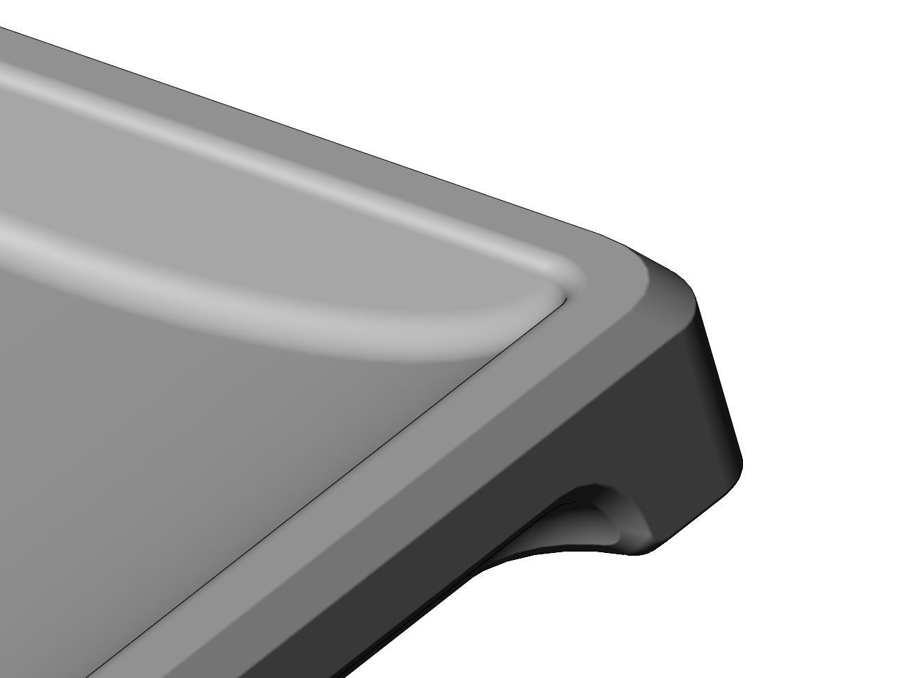 Rectangular 2 pockets serving tray relief 3D print model_7