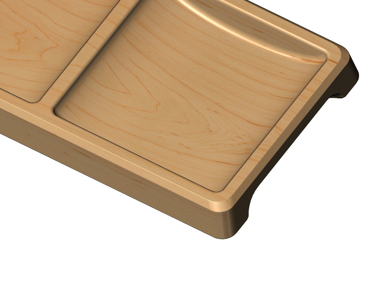 Rectangular 2 pockets serving tray relief 3D print model_1