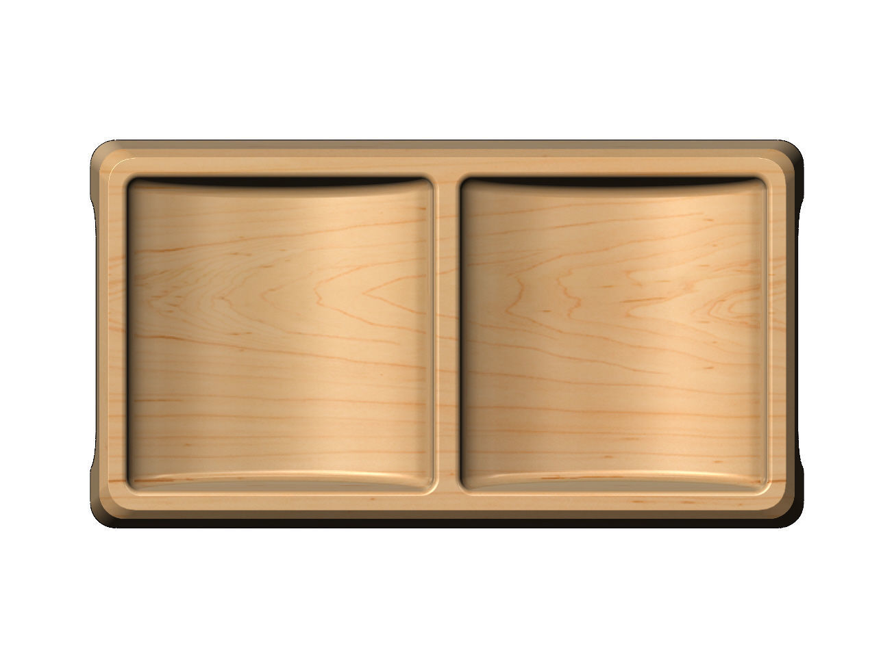 Rectangular 2 pockets serving tray relief 3D print model_2