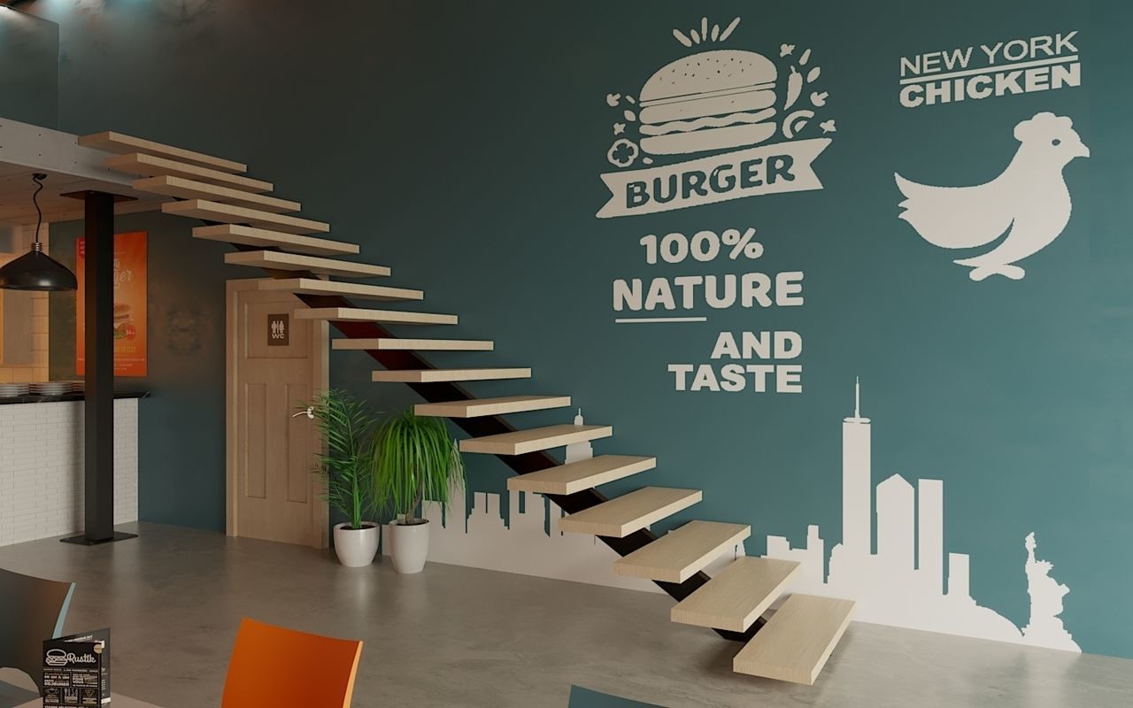 3D Burger Restaurant interior design 3D model_2