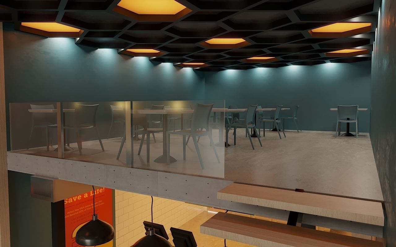 3D Burger Restaurant interior design 3D model_5