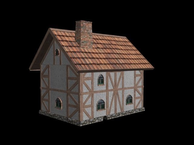 Fachwerk house Low-poly 3D model_2