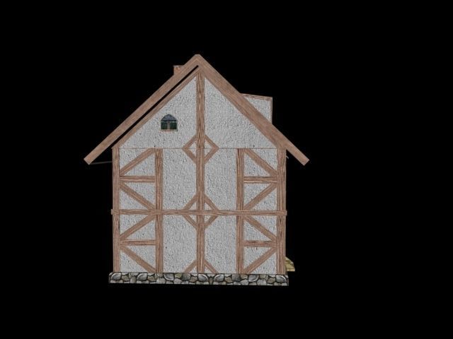 Fachwerk house Low-poly 3D model_3