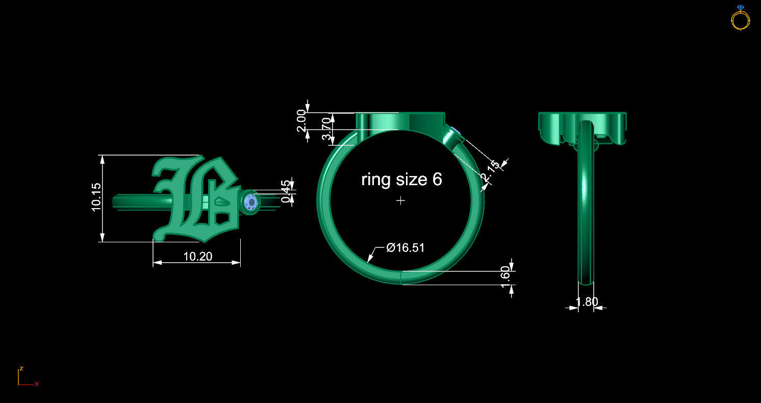 - Old English font ring B 3D print model_11