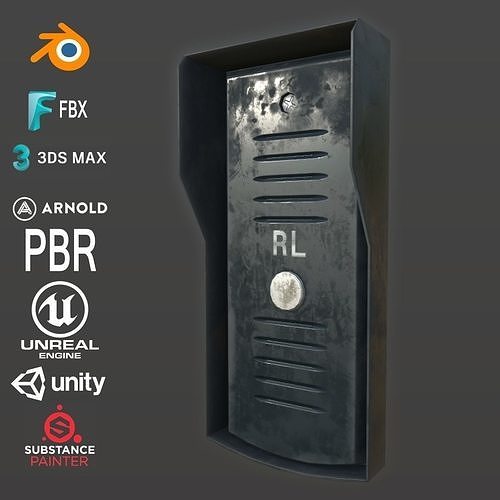 External Internal Black Intercom Free low-poly 3D model