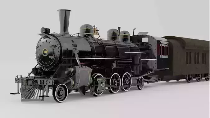 Essex Steam Train Engine Locomotive and Wagons 3D model