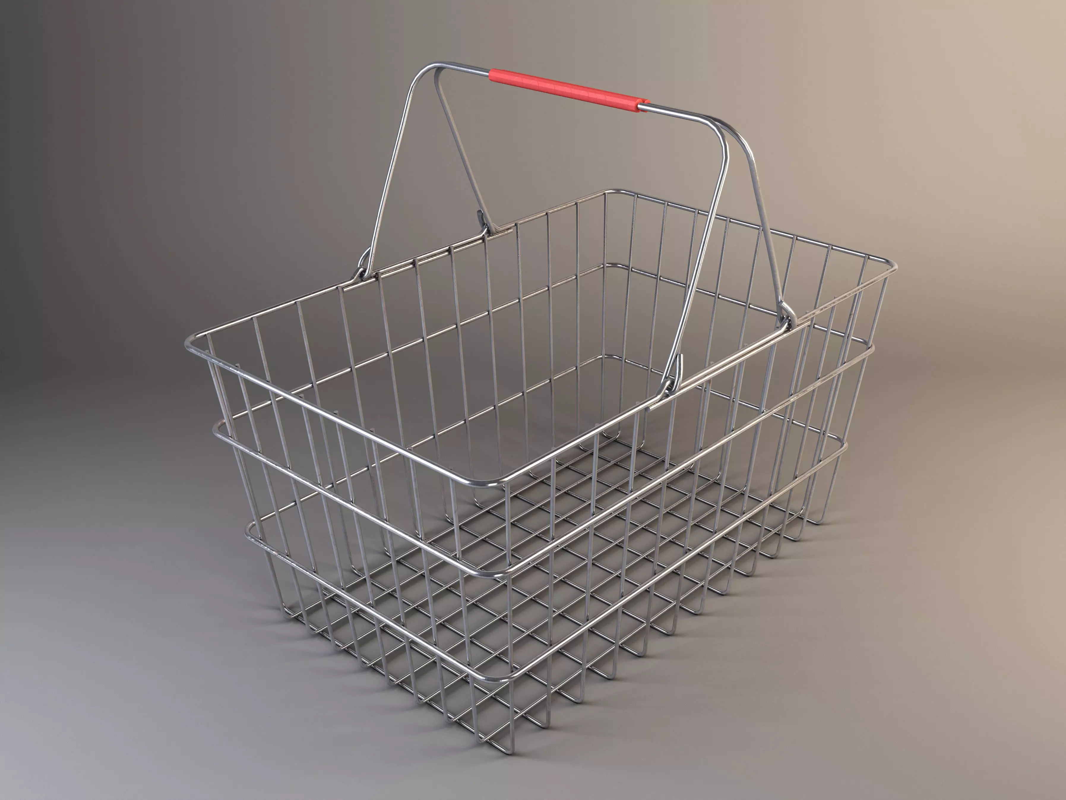 shopping basket  Low-poly 3D model_0