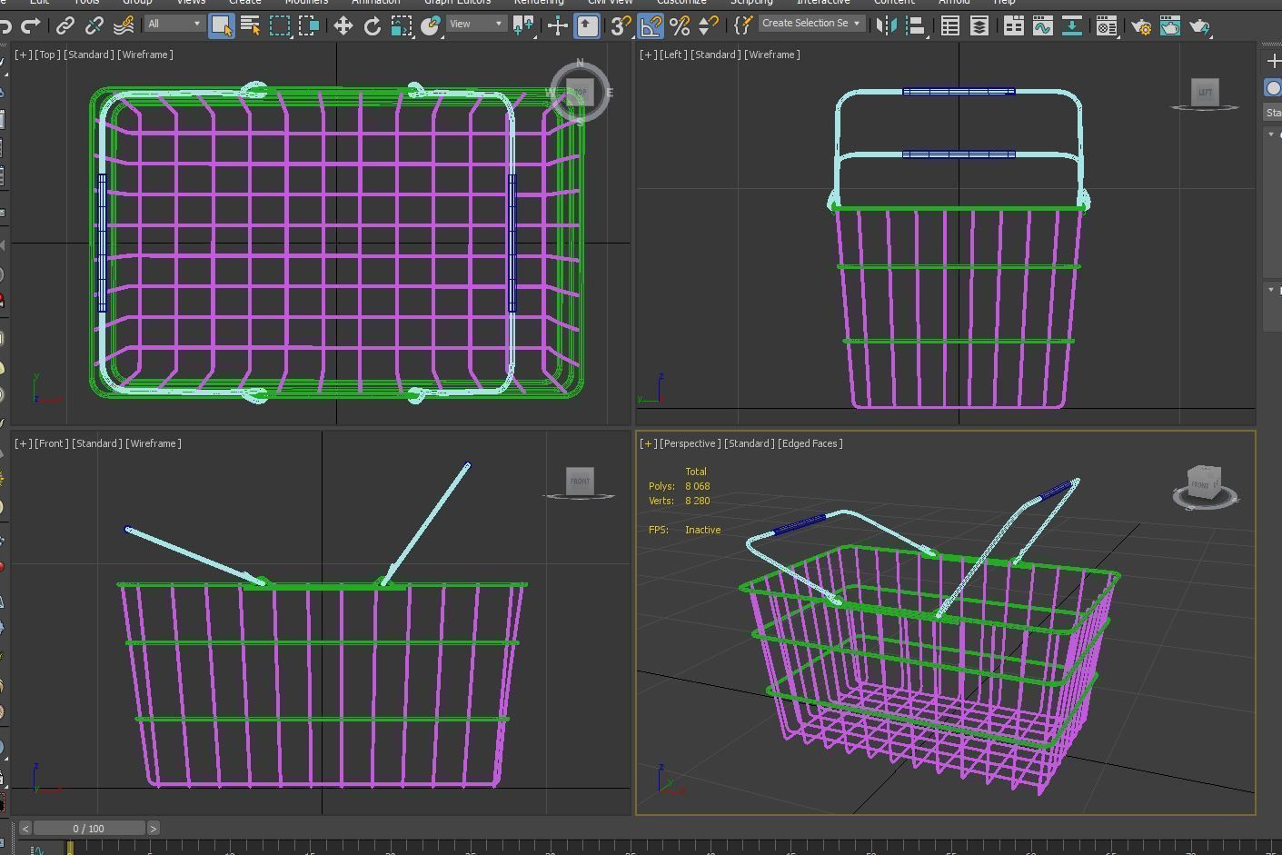 shopping basket  Low-poly 3D model_7