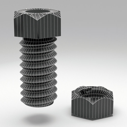 Bolt and nut 3D Model animated .max .obj .3ds .fbx .c4d ...