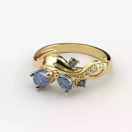 Women ring with gems 3dm stl