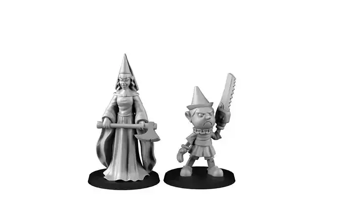 Pinocchio two figurines of witch and wizard 3D print model