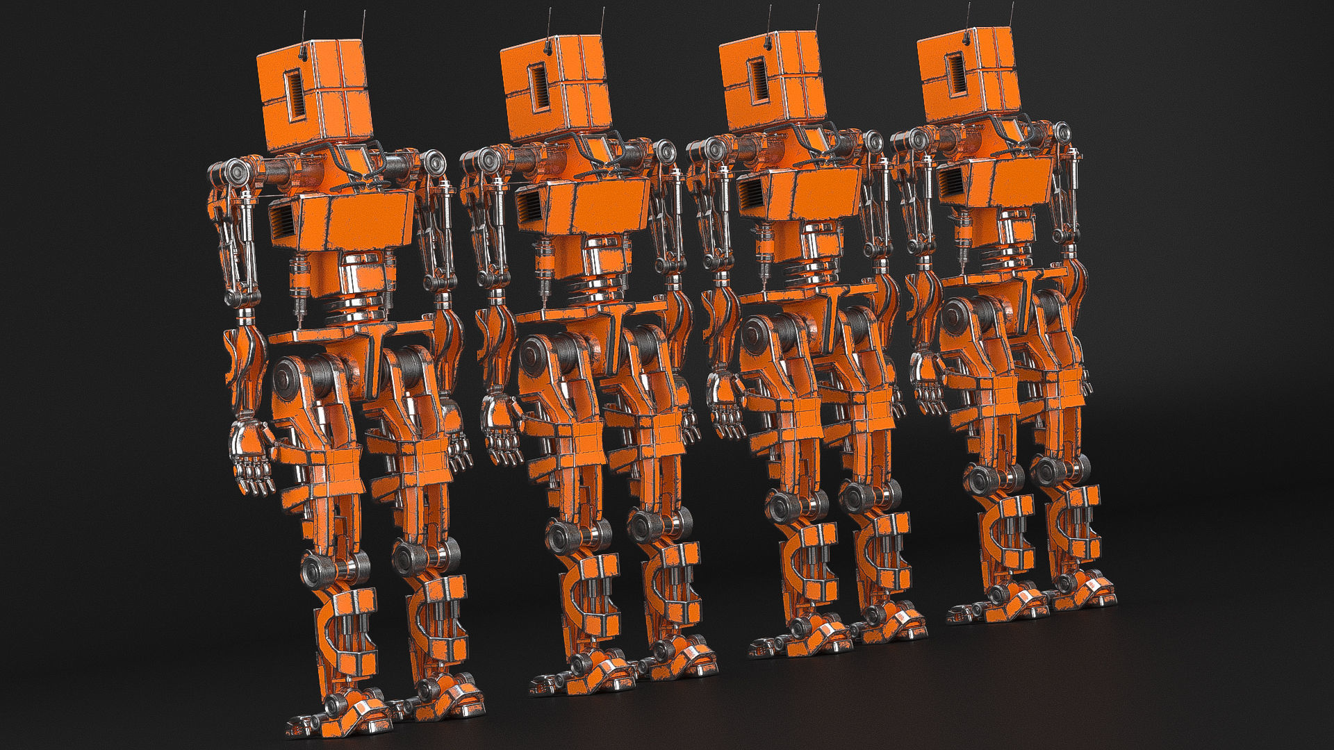 Robot orange 3D model_9