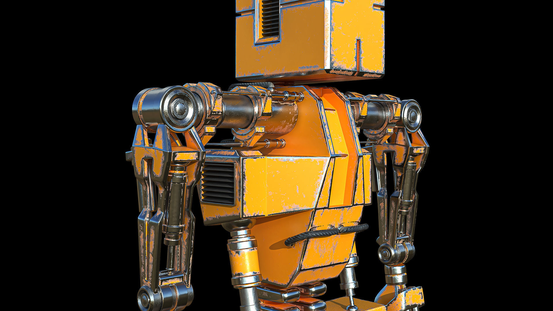 Robot orange 3D model_4