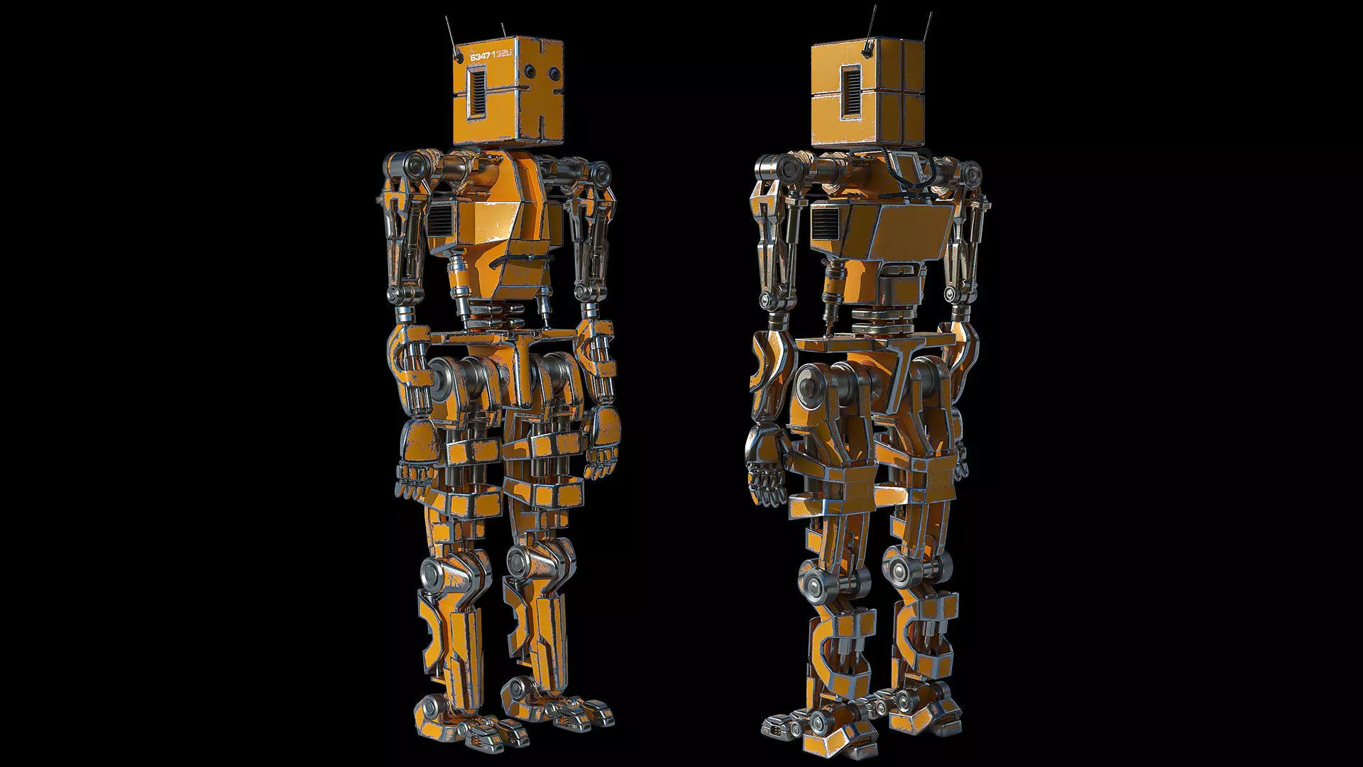 Robot orange 3D model_0