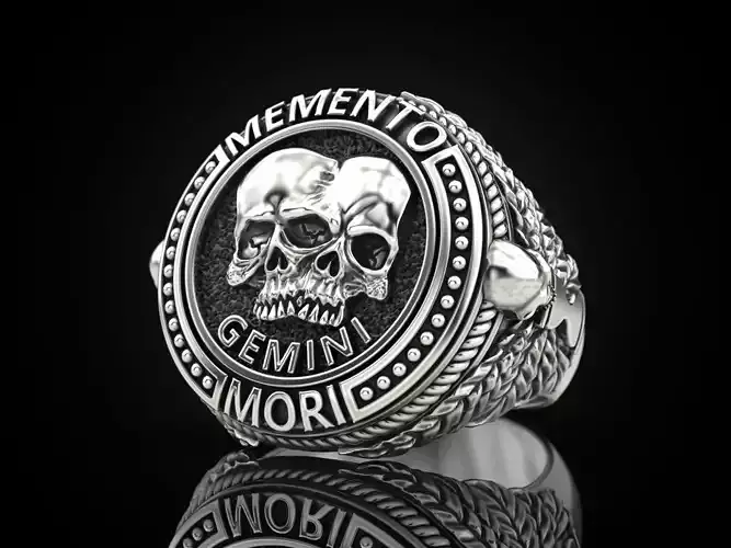 Zodiac skull ring Gemini 3D print model