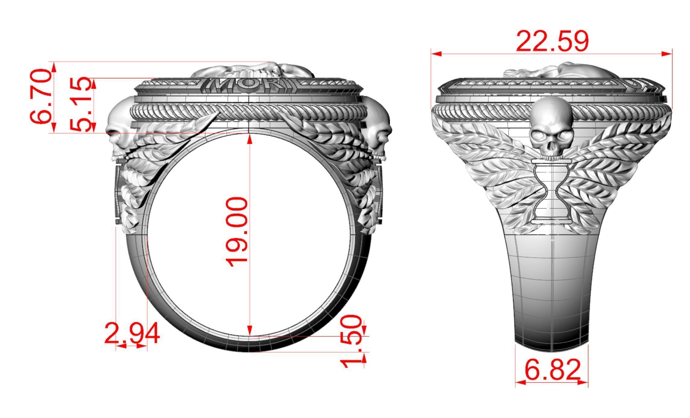 Zodiac skull ring Gemini 3D print model_11