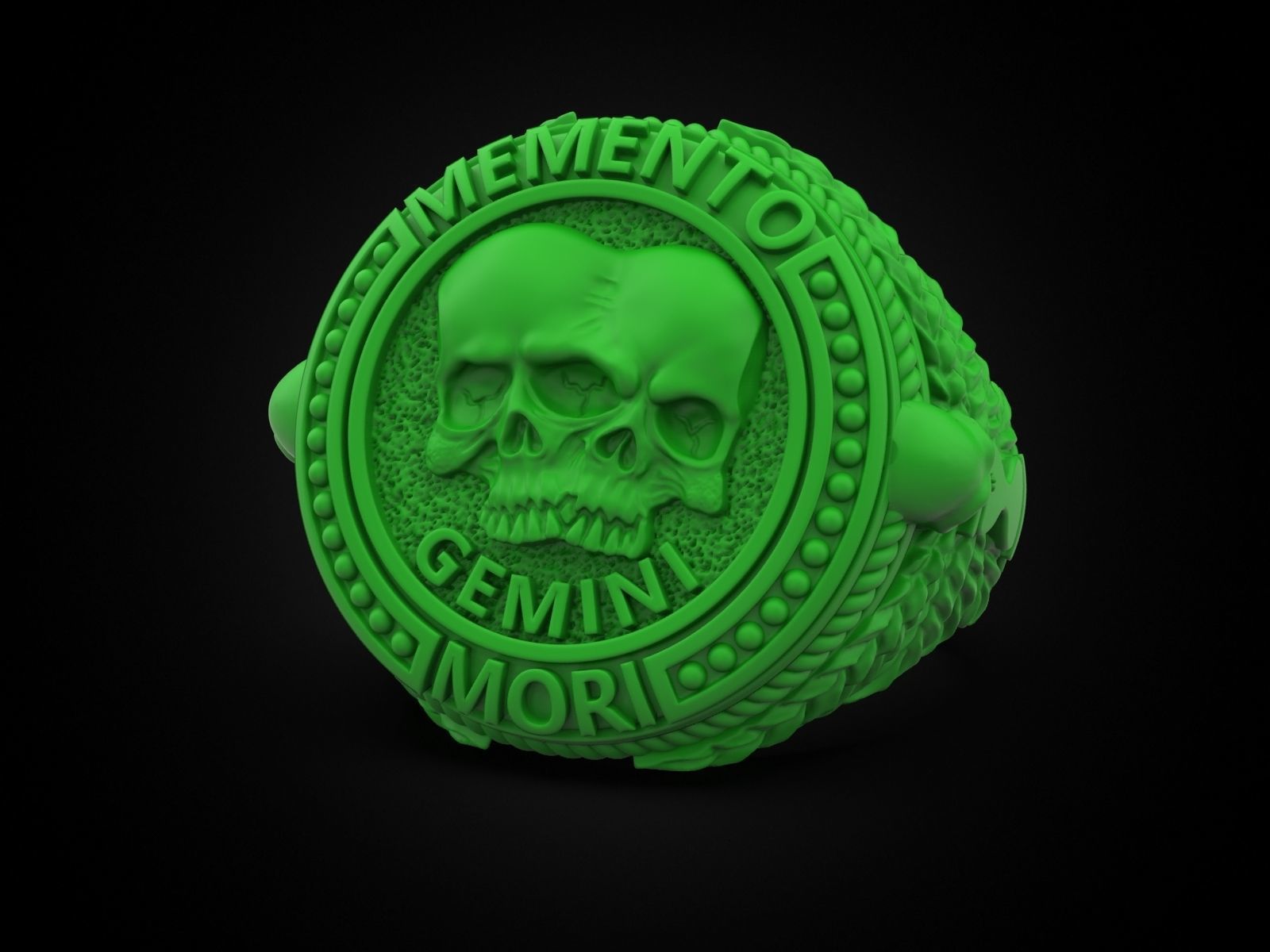 Zodiac skull ring Gemini 3D print model_9
