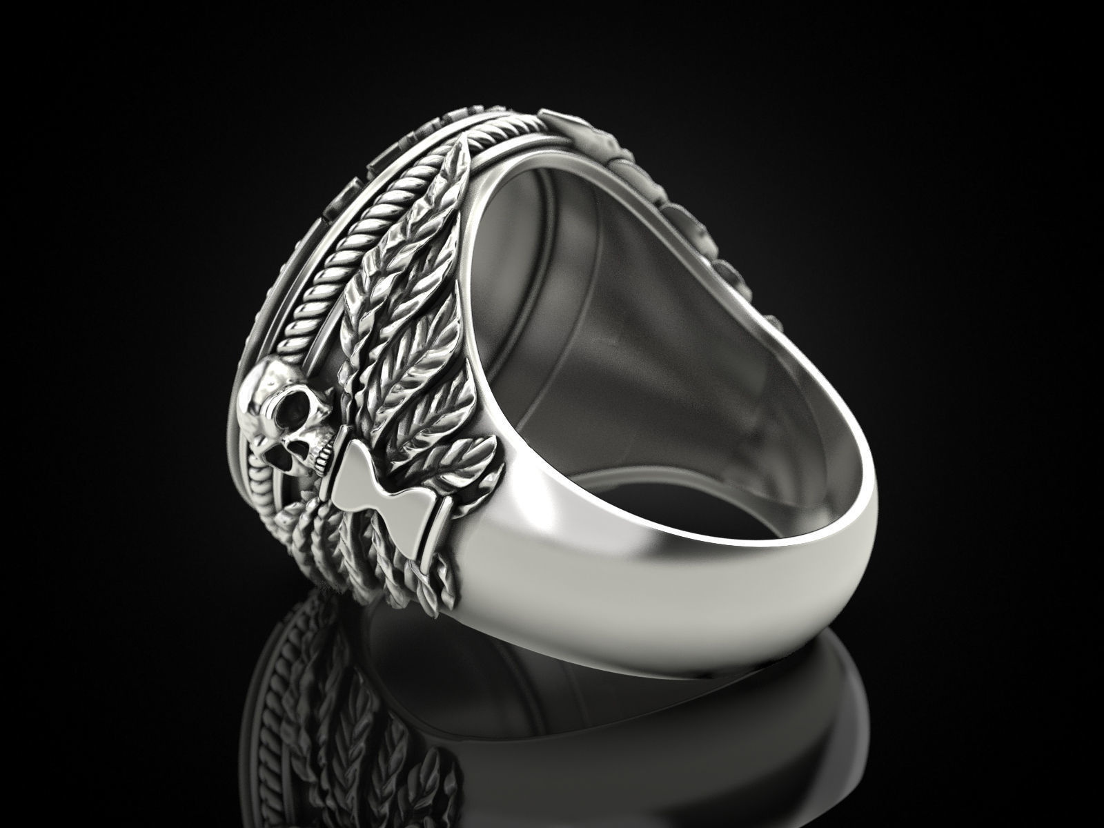 Zodiac skull ring Gemini 3D print model_6