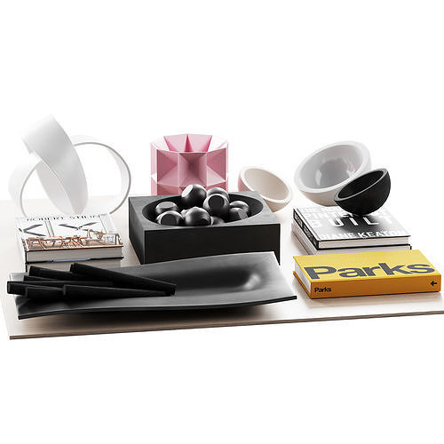 Living decor set accessories for the coffee table Parks Book 00 3D model