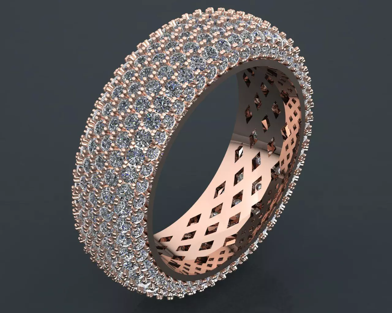 Luxury Golden Diamond Pave Ring 3D print model
