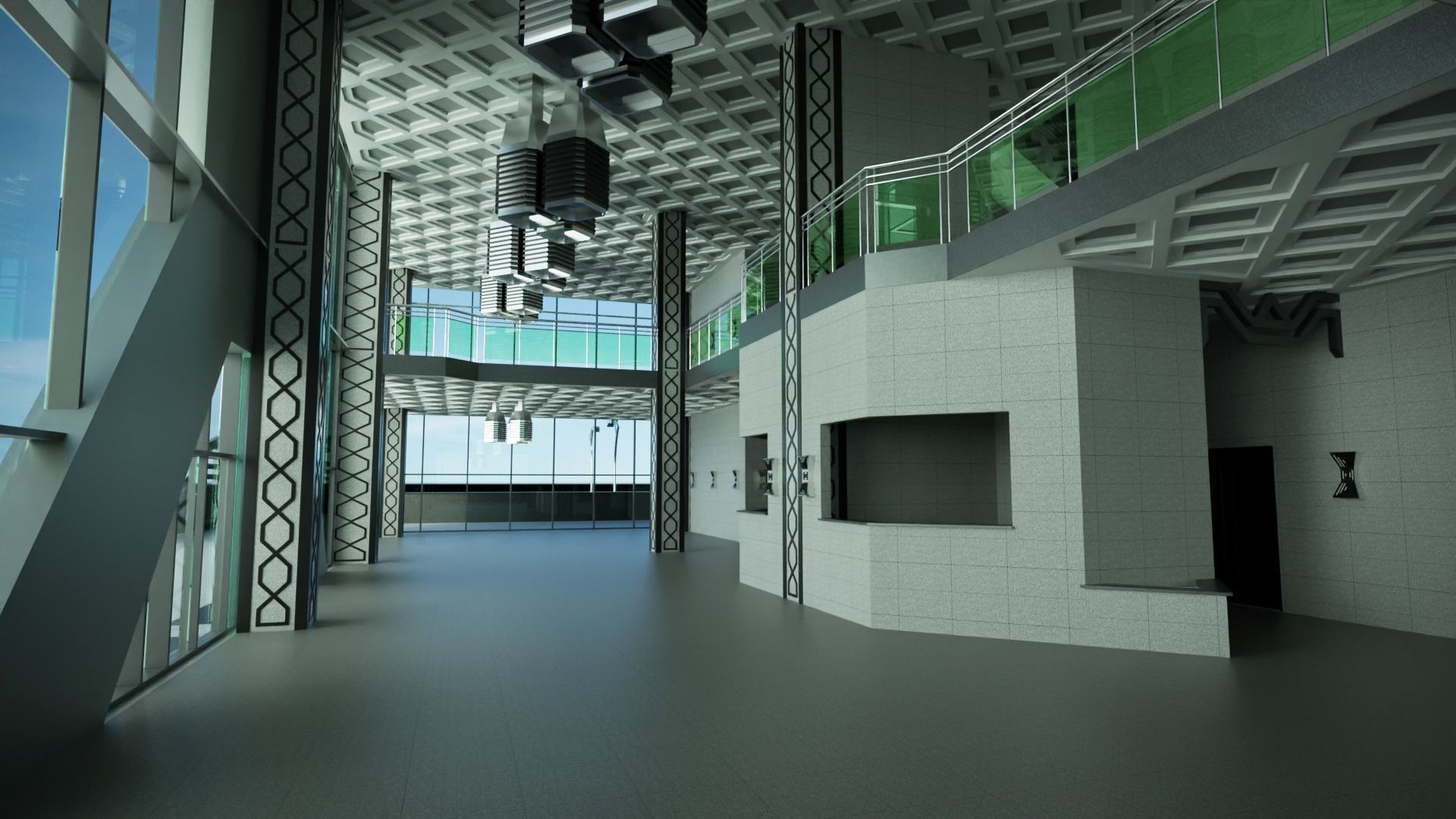 Skyscraper tall building with roof 3D model_4