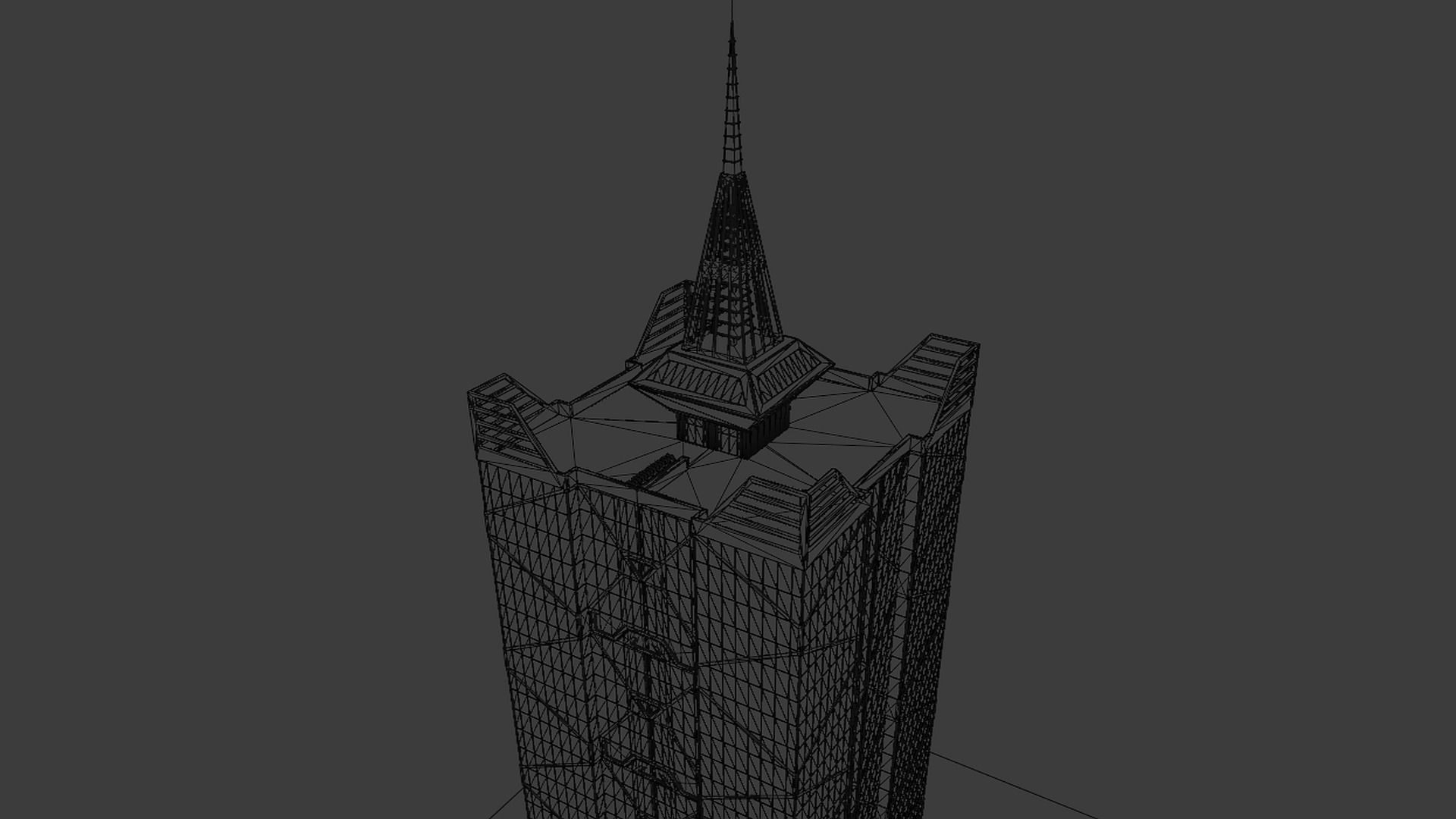 Skyscraper tall building with roof 3D model_18
