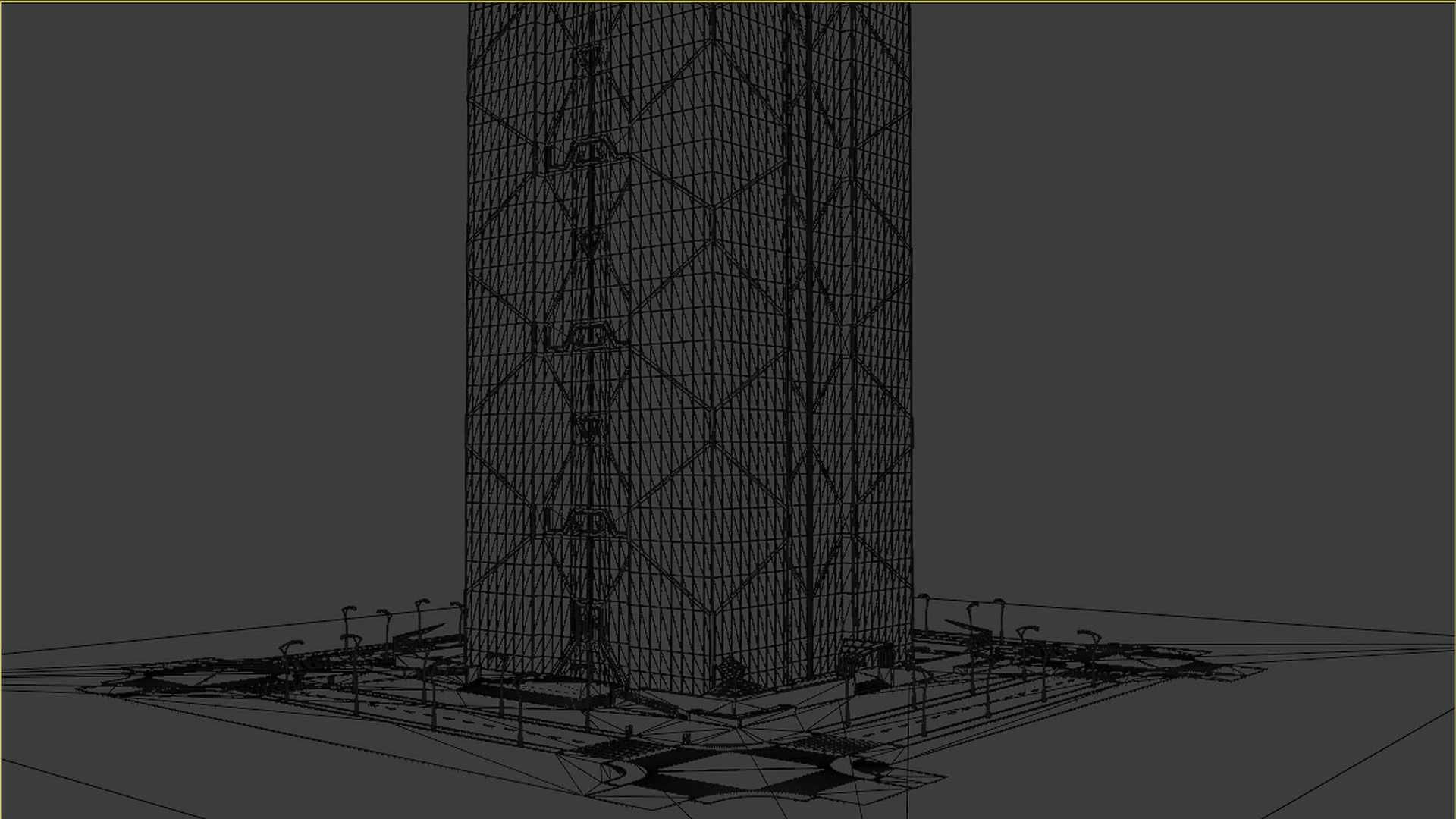 Skyscraper tall building with roof 3D model_13