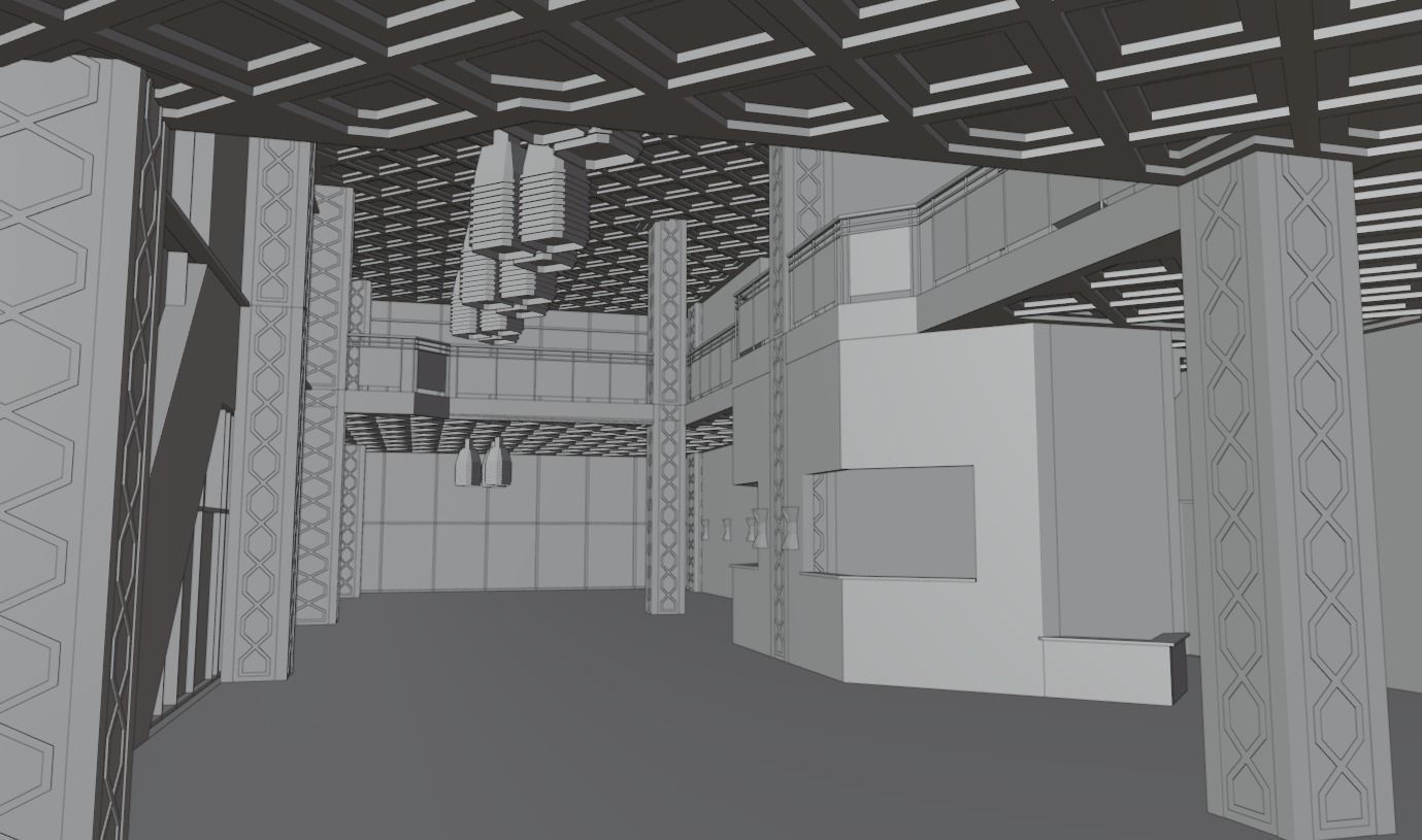 Skyscraper tall building with roof 3D model_17