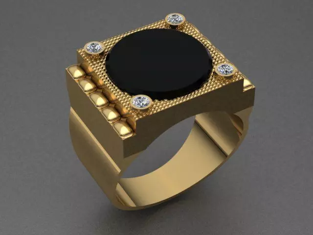 Luxury Diamond Onyx Men Ring 3D print model